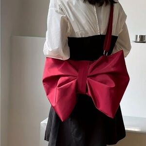 Elegant Red Bow Shoulder Bag